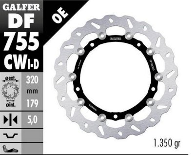 GALFER TARCZA HAMULCOWA PRZÓD BMW S 1000R/RR/XR 09-22 (PRAWA) (WAVE FLOATING) (320X179X5MM)