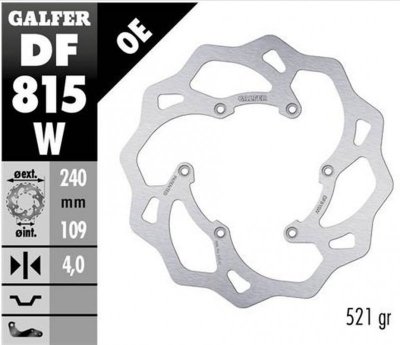 GALFER TARCZA HAMULCOWA TYŁ BETA RR 250/300/350 12-, RR 390/400/430/450/450/498 14-, XTRAINER 250/300 15- WAVE (240X109X4MM)