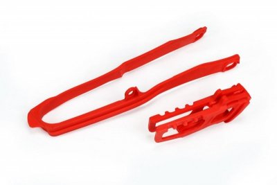 UFO KOMPLET ŚLIZG + PROWADNICA ŁAŃCUCHA HONDA CRF 250R/RX 18-21, CRF 450R/RX 17-18, KOLOR CZERWONY