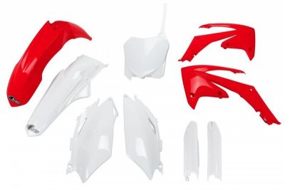 UFO KOMPLET PLASTIKÓW (FULL KIT) Z OSŁONAMI TELESKOPÓW (AMORTYZATORÓW) HONDA CRF 250R 11-13, CRF 450R 11-12 KOLOR OEM (CZERWONY/