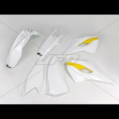 UFO KOMPLET PLASTIKÓW HUSQVARNA TE/FE 125/250/300/350/450 15-16 KOLOR OEM 15 (BIAŁY/ŻÓŁTY) (HU615E999)