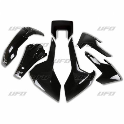 UFO KOMPLET PLASTIKÓW HUSQVARNA TX/TE/FE 17-19 Z OSŁONĄ LAMPY KOLOR CZARNY (HU621E001)