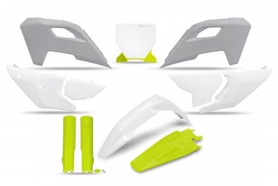 UFO KOMPLET PLASTIKÓW (FULL KIT) Z OSŁONAMI TELESKOPÓW (AMORTYZATORÓW) HUSQVARNA TC 125 / 250 23-24, FC 250 / 350 / 450 23-24, F