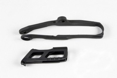 UFO KOMPLET ŚLIZG + PROWADNICA ŁAŃCUCHA KAWASAKI KXF 250 17-20, KXF 450 16-18, KOLOR CZARNY