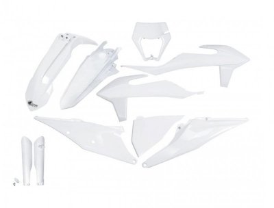 UFO KOMPLET PLASTIKÓW (FULL KIT) Z OSŁONAMI TELESKOPÓW (AMORTYZATORÓW) KTM EXC 125 20-21, EXC 250 / 300 TPI 20-23, EXC-F 250 / 3