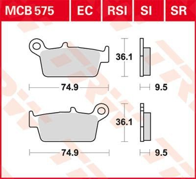 TRW ZF KLOCKI HAMULCOWE KH131 SINTER OFFROAD HONDA CRF 230 08-10, XR 250 88-97, XR 600 91-99, YAMAHA WR 125 98-07, TYŁ