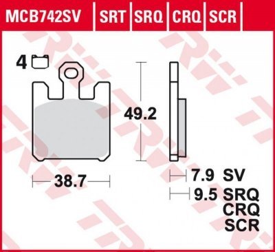 TRW ZF KLOCKI HAMULCOWE KH369/4 CARBON RACING KAWASAKI ZX-6RR 600, ZX-6R 636 03-06, ZX-10R 04-07, ZX-12R 04-06, SUZUKI GSX-R 100