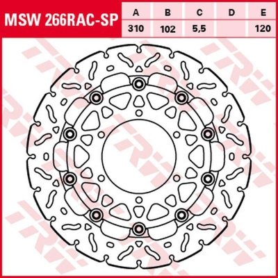 TRW ZF TARCZA HAMULCOWA PRZÓD SUZUKI GSX-R 600 08-16, GSX-R 750 08-16, GSX-R 1000 07-16 (310X102X5,5MM) WAVE