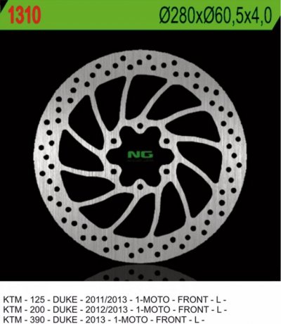 NG TARCZA HAMULCOWA PRZÓD KTM 125/200 DUKE 11-13, 390 DUKE 13-14 (280X60,5X4,0) (6X10,25MM)