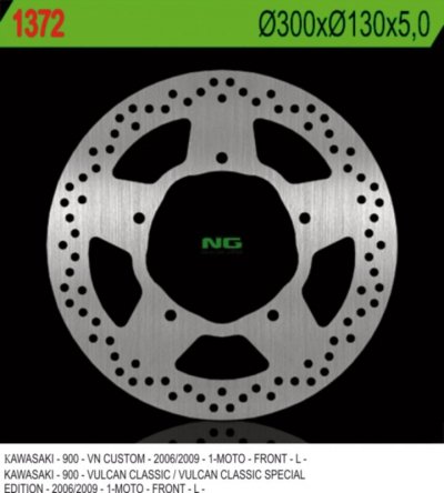 NG TARCZA HAMULCOWA PRZÓD KAWASAKI VN 900 CLASSIC/CUSTOM 06-09 (300X130X5MM) 5 OTWORÓW O ŚR.10,5