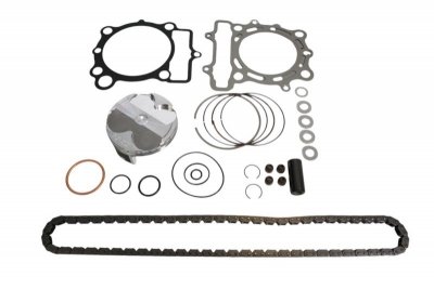 VERTEX 2025/02 ZESTAW NAPRAWCZY GÓRY SILNIKA KAWASAKI KX 250 F (KXF250) '21-'22 (STD. + 0.01MM = 77.96MM) (14.1:1) (TŁOK, USZCZELKI TOP-END, ŁAŃCUSZEK ROZRZĄDU)