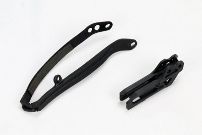 UFO KOMPLET ŚLIZG + PROWADNICA ŁAŃCUCHA YAMAHA YZ 125/250 09-14, YZF 250 09-23, YZF 450 09-22, WRF 250/450 09-25 KOLOR CZARNY