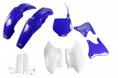 UFO KOMPLET PLASTIKÓW (FULL KIT) Z OSŁONAMI TELESKOPÓW (AMORTYZATORÓW) YAMAHA YZF 400 98-99 KOLOR OEM 99 (NIEBIESKI/BIAŁY) (YA29