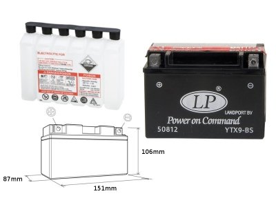 LANDPORT  Kymco MXR 250 akumulator SLA elektrolit osobno