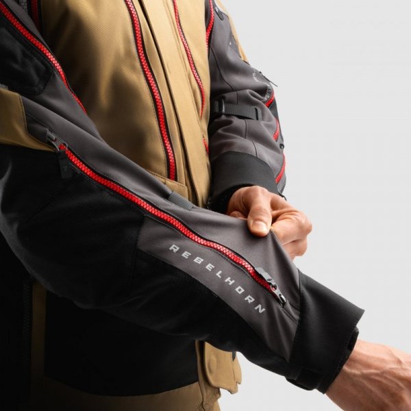 KURTKA MOTOCYKLOWA TEKSTYLNA REBELHORN HARDY 3.0 DESERT GREY RED 3XL