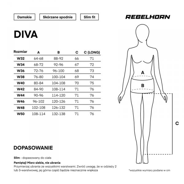 SPODNIE MOTOCYKLOWE SKÓRZANE DAMSKIE REBELHORN DIVA BLACK W40