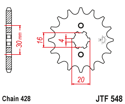 DID JT zestaw napędowy Yamaha TT-R 125 LW (02-04)