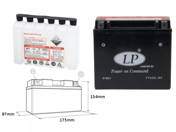 LANDPORT Yamaha YFM 400 FW Automatic 03-09 akumulator  elektrolit osobno