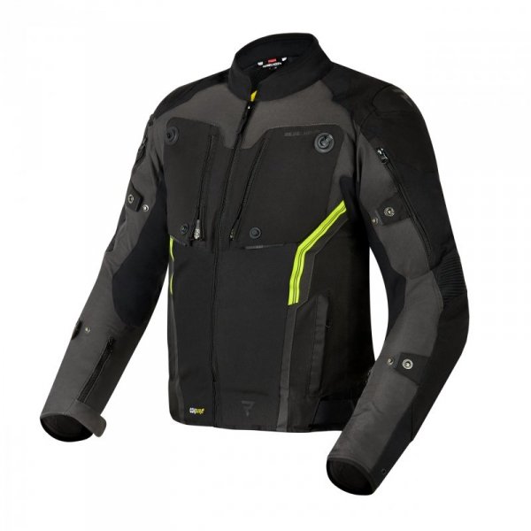 KURTKA MOTOCYKLOWA TEKSTYLNA REBELHORN BORG BLACK DARK GREY FLUO YELLOW S