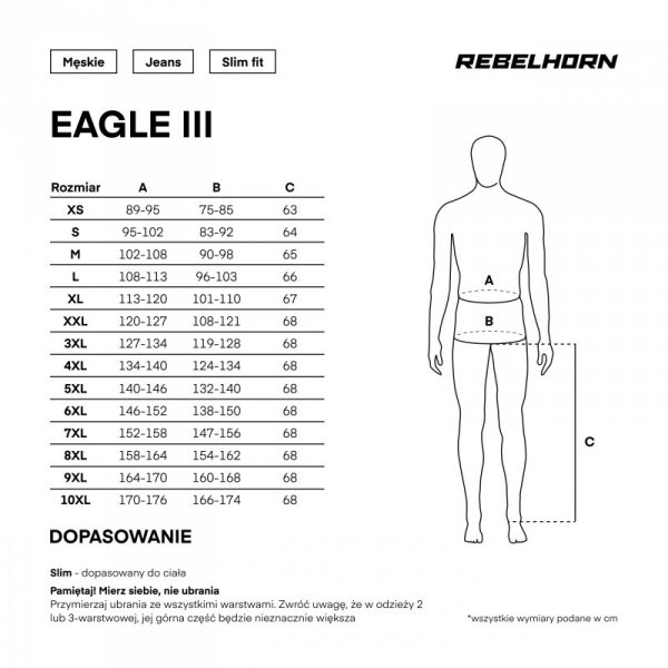 JEANSY MOTOCYKLOWE REBELHORN EAGLE 3 SLIM FIT WASHED BLUE 40/32