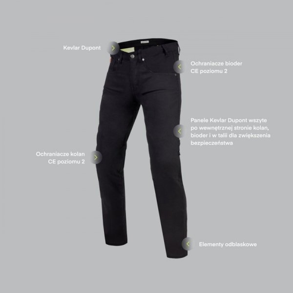 JEANSY MOTOCYKLOWE REBELHORN CLASSIC 3 SKINNY BLACK 28/34