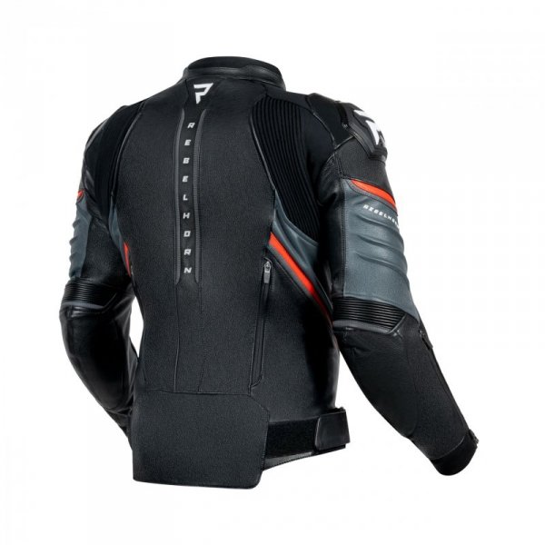 KURTKA MOTOCYKLOWA SKÓRZANA REBELHORN VELOCE BLACK GREY FLUO RED 56
