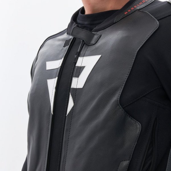 KURTKA MOTOCYKLOWA SKÓRZANA REBELHORN VELOCE BLACK GREY FLUO RED 58
