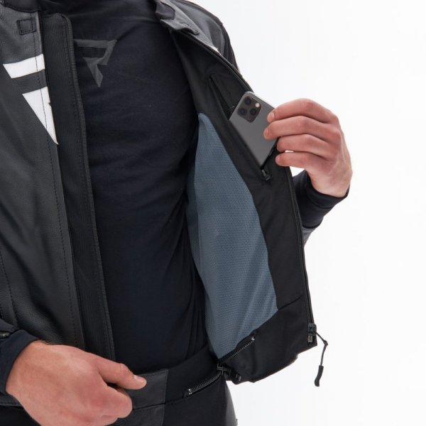 KURTKA MOTOCYKLOWA SKÓRZANA REBELHORN VELOCE BLACK GREY FLUO RED 60