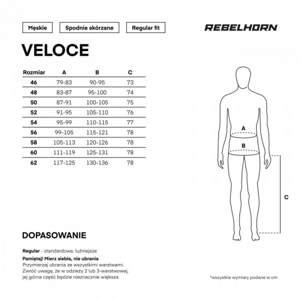SPODNIE MOTOCYKLOWE SKÓRZANE REBELHORN VELOCE BLACK WHITE 46