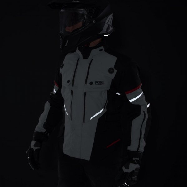 KURTKA MOTOCYKLOWA TEKSTYLNA REBELHORN RANGE GREY BLACK RED XS