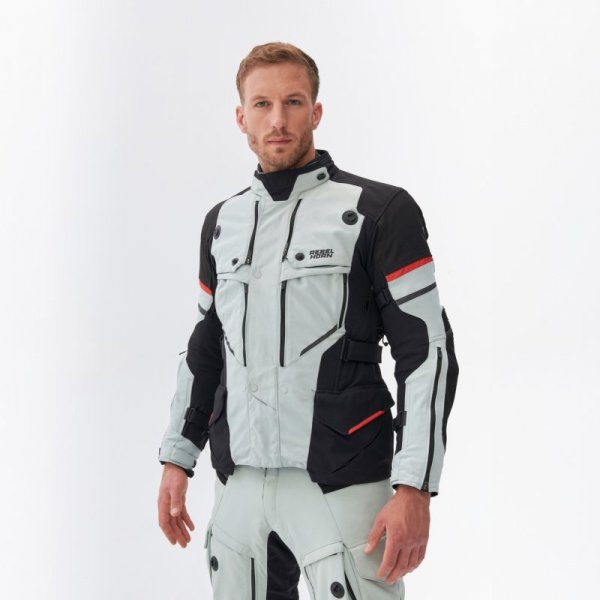 KURTKA MOTOCYKLOWA TEKSTYLNA REBELHORN RANGE GREY BLACK RED S