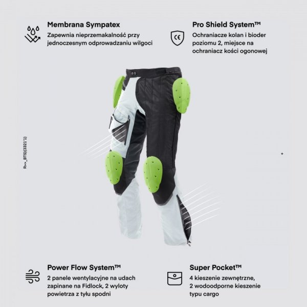 SPODNIE MOTOCYKLOWE TEKSTYLNE REBELHORN RANGE GREY BLACK RED L