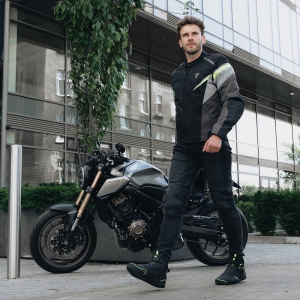 KURTKA MOTOCYKLOWA TEKSTYLNA REBELHORN SPARK BLACK GREY FLUO YELLOW S
