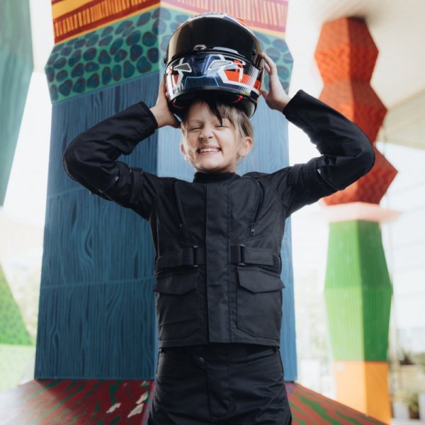 KURTKA MOTOCYKLOWA TEKSTYLNA JUNIOR OZONE SAHARA BLACK YM