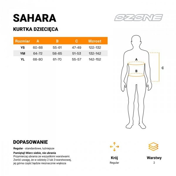 KURTKA MOTOCYKLOWA TEKSTYLNA JUNIOR OZONE SAHARA BLACK YM