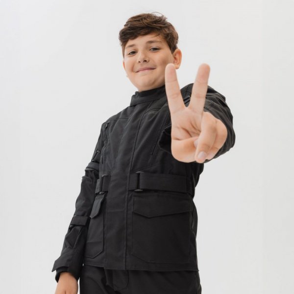 KURTKA MOTOCYKLOWA TEKSTYLNA JUNIOR OZONE SAHARA BLACK YM