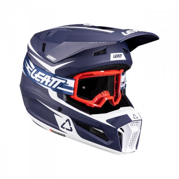 KASK MOTOCYKLOWY Z GOGLAMI JUNIOR LEATT KIT MOTO 3.5 BLUE L