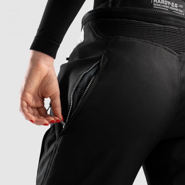 SPODNIE MOTOCYKLOWE TEKSTYLNE DAMSKIE REBELHORN HARDY 3.0 BLACK GREY WXXL