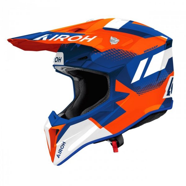 KASK MOTOCYKLOWY AIROH WRAAAP VISION ORANGE BLUE GLOSS XL