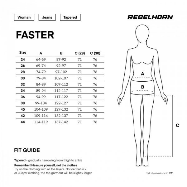 JEANSY MOTOCYKLOWE DAMSKIE REBELHORN FASTER BLACK 40/30 W40/30