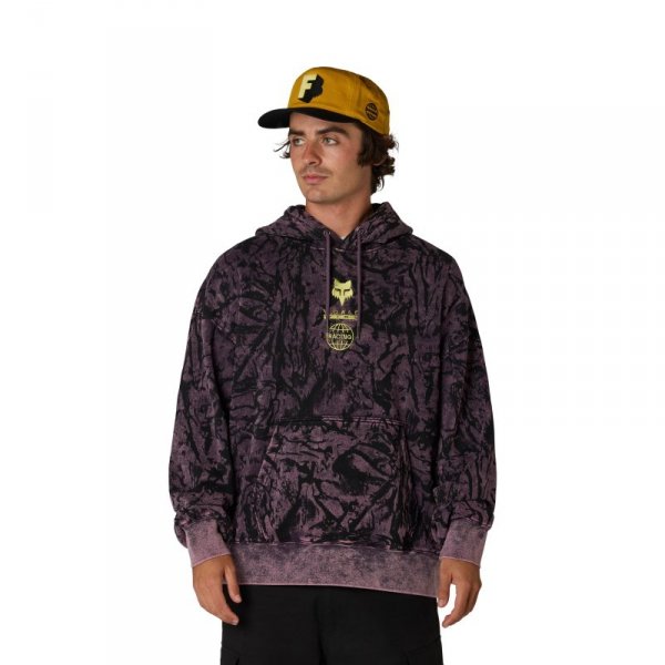 BLUZA Z KAPTUREM FOX IMAGE PRINT OVERSIZED FLEECE PO PLUM PERFECT M