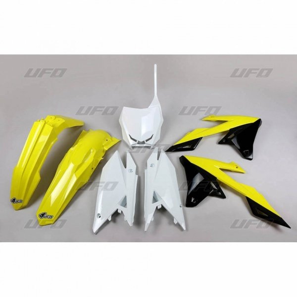 UFO KOMPLET PLASTIKÓW SUZUKI RMZ 250 '19-'21, RMZ 450 '18-'21 KOLOR OEM ŻÓŁTY/BIAŁY