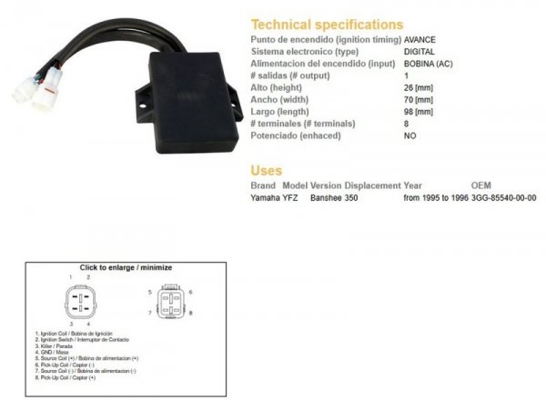 DZE MODUŁ ZAPŁONU CDI YAMAHA YFZ 350 BANSHEE 95-96