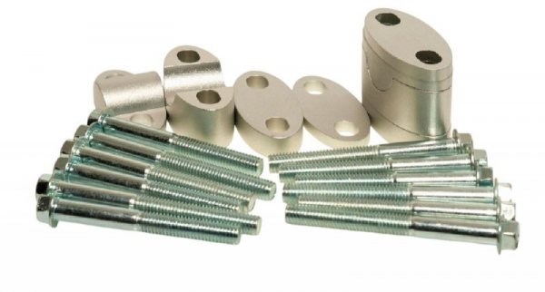ACCEL MOCOWANIE/PODWYŻKI KIEROWNICY (DÓŁ-22,2/GÓRA-22,2MM) (PLASTERKI 18+5+10+6=39MM) KOLOR SREBRNY (BMA-02SV)