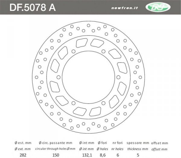NEWFREN TARCZA HAMULCOWA PRZÓD/TYŁ YAMAHA XV / XVS 125 97-04; XV 750 94-98; GTS 1000 93-95; FJ 1100/1200 83-95; VMAX 85-02; FJR 