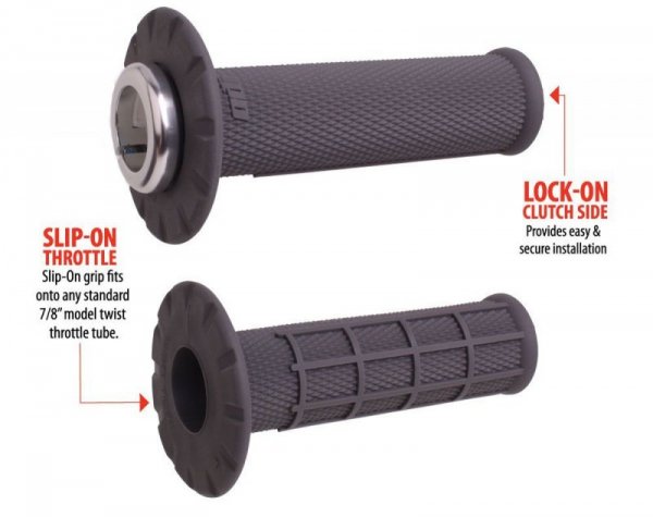 ODI MANETKI OFF ROAD HALF WAFFLE UNIVERSAL LOCK-ON GRIP SET KOLOR SZARY