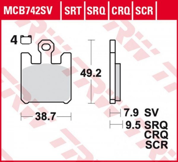 TRW ZF KLOCKI HAMULCOWE KH369/4 CARBON RACING KAWASAKI ZX-6RR 600, ZX-6R 636 03-06, ZX-10R 04-07, ZX-12R 04-06, SUZUKI GSX-R 100