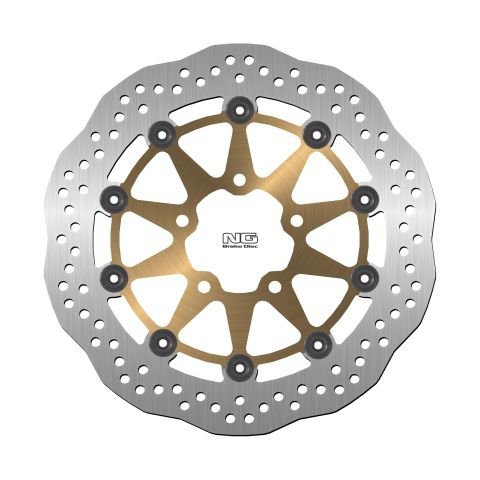 NG TARCZA HAMULCOWA PRZÓD SUZUKI GSXR 600/750/1000 03-05, VL800 14-15 (300X69X5MM) (5X10,5MM) WAVE PŁYWAJĄCA (ŚRODEK ZŁOTY)