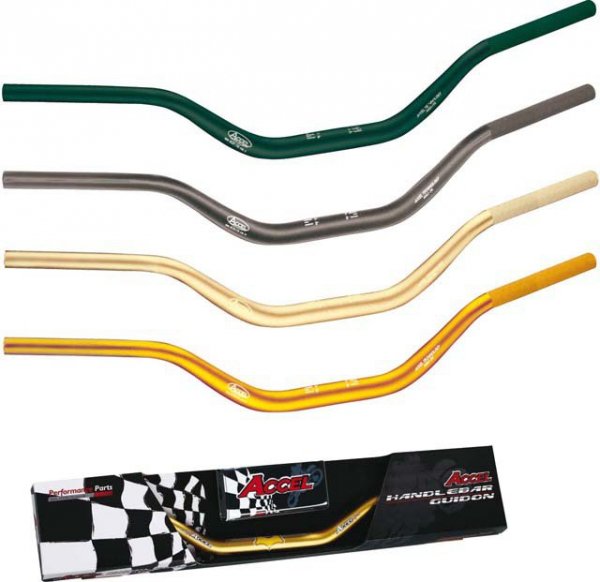 ACCEL KIEROWNICA ALUMINIOWA 28,6 MM TAPER MX WZÓR YAMAHA YZ WYSOKA (7075-T6) ERGAL KOLOR ZŁOTY (SZER. 803MM, WYS. 92MM)