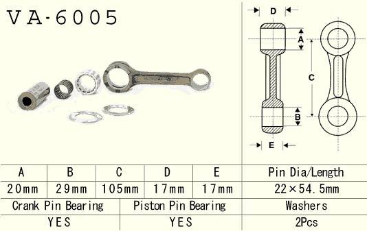 VESRAH KORBOWÓD YAMAHA YZ 125 (YZ125) 86-96 (VA6005) (MADE IN JAPAN)